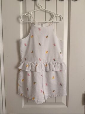 Janie and Jack White Pineapple Print Ruffle Romper